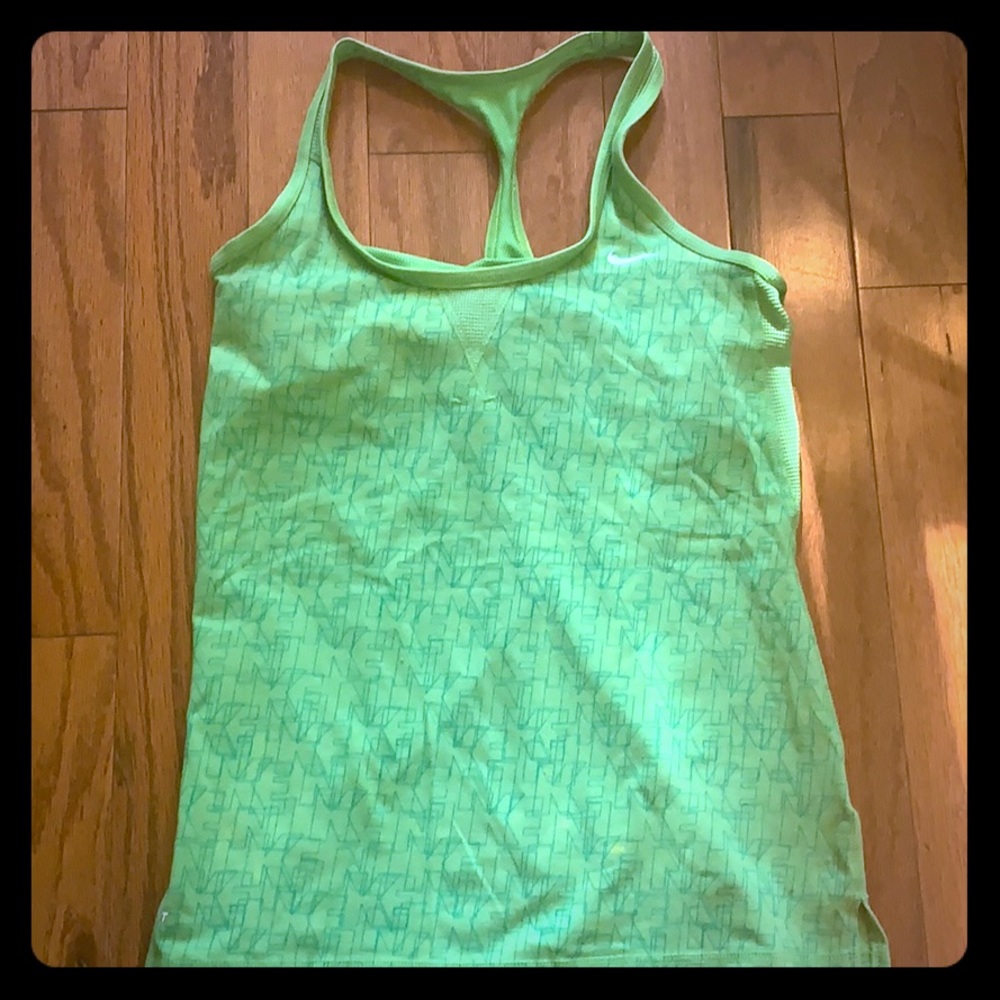 Nike racer back green tank built in bra